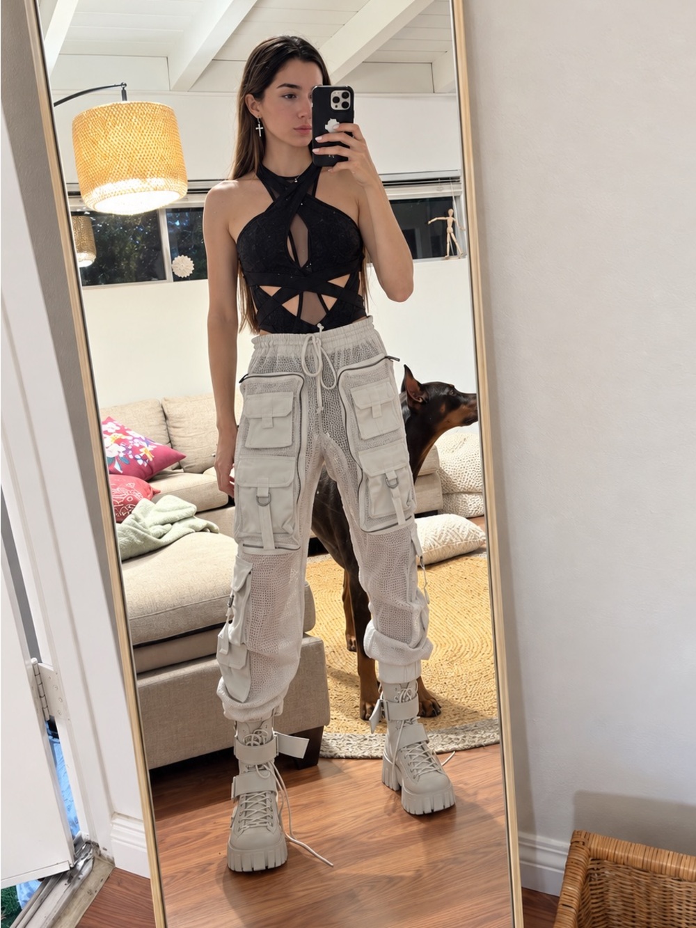 Dolls Kill Club exx Cargo Mesh Joggers with Utility Pockets unisex